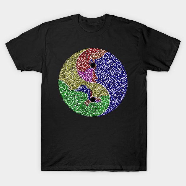 Rainbow Yin and Yang T-Shirt by NightserFineArts